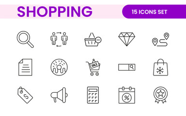 Set of shopping cart icons. Collection of web icons for online store, from various cart icons in various shapes. Shopping outline icon set.