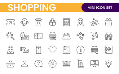 Set of shopping cart icons. Collection of web icons for online store, from various cart icons in various shapes. Shopping outline icon set.