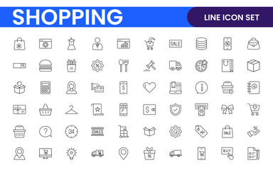 Set of shopping cart icons. Collection of web icons for online store, from various cart icons in various shapes. Shopping outline icon set.