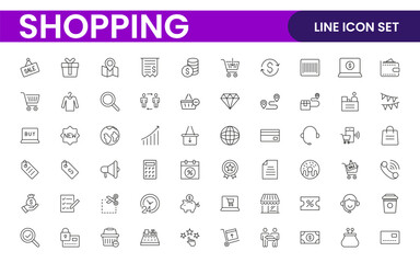Set of shopping cart icons. Collection of web icons for online store, from various cart icons in various shapes. Shopping outline icon set.