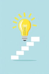 Lightbulb Idea Above Steps   Concept Illustration