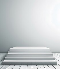 Naklejka premium White Platform Steps Against a Wall