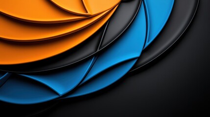 Vibrant layers of blue, orange, and black create a dynamic abstract background for creative projects and designs.