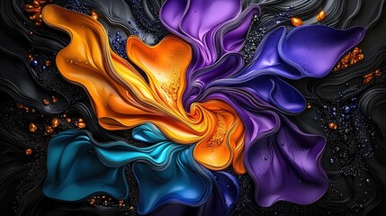 Obraz premium Vibrant abstract swirl of colors in a smooth, flowing design, evoking creativity and energy against a dark backdrop.