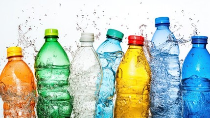 plastic bottle water container recycling waste on white background
