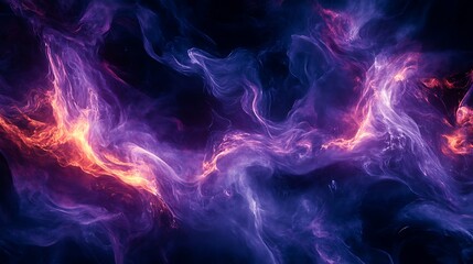 Obraz premium Abstract background with swirling purple and orange hues on a dark background.