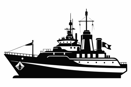 recommend clip art: warship silhouette vector illustration, battleship black color