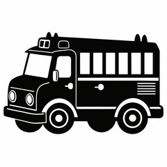 Fire engine Black silhouette, illustration