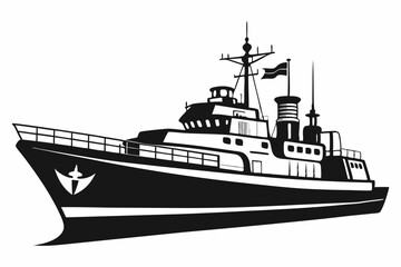 warship silhouette vector illustration, battleship black color