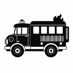 Fire engine Black silhouette, illustration