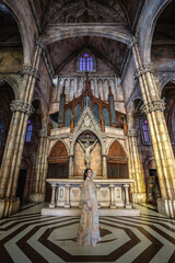 Fototapeta premium Inside Saint Denis Church, Banahill in the morning, Thon An Son, Hoa Vang, Da Nang, Vietnam