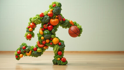 Creative Healthy Living Stock Images: Human Bodies Made from Fresh Vegetables and Fruits for Fitness, Wellness, and Nutrition Concepts