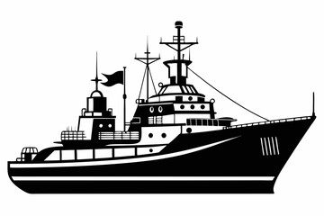 warship silhouette vector illustration, battleship black color