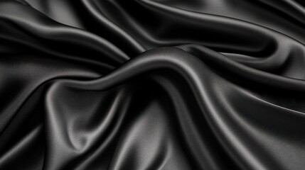 Fototapeta premium Luxurious Black Fabric Texture with Elegant Folds