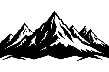 Majestic Mountain Range Silhouettes Vector Art. Rocky Mountains, Rolling Hills, Cliffs, Volcanoes, Snow-Capped Peaks and Forested Mountains Vector Illustration.