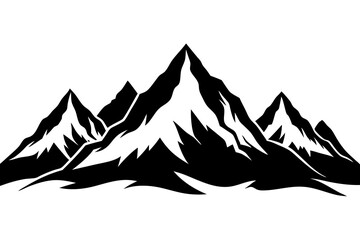 Majestic Mountain Range Silhouettes Vector Art. Rocky Mountains, Rolling Hills, Cliffs, Volcanoes, Snow-Capped Peaks and Forested Mountains Vector Illustration.