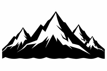 Fototapeta premium Majestic Mountain Range Silhouettes Vector Art. Rocky Mountains, Rolling Hills, Cliffs, Volcanoes, Snow-Capped Peaks and Forested Mountains Vector Illustration.