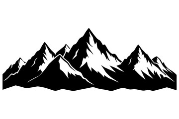 Majestic Mountain Range Silhouettes Vector Art. Rocky Mountains, Rolling Hills, Cliffs, Volcanoes, Snow-Capped Peaks and Forested Mountains Vector Illustration.