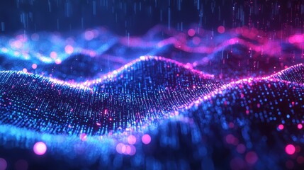 Vibrant Particle Landscape in Vivid Neon Colors