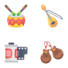 Pack of 04 Music Flat Icons

