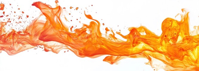 Abstract Orange and Yellow Liquid Swirls on White Background