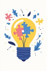 Lightbulb with Puzzle Pieces   Idea  Innovation  Solution  Creativity