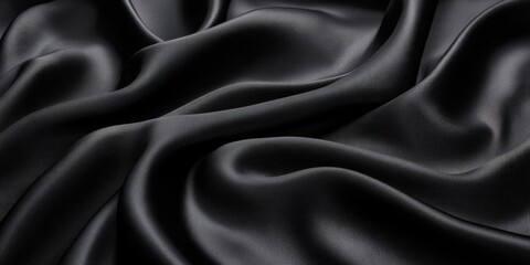 Fototapeta premium Luxurious Black Fabric Texture with Elegant Folds