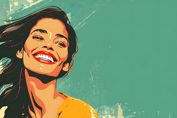 Colorful Portrait Illustration of a Happy Woman