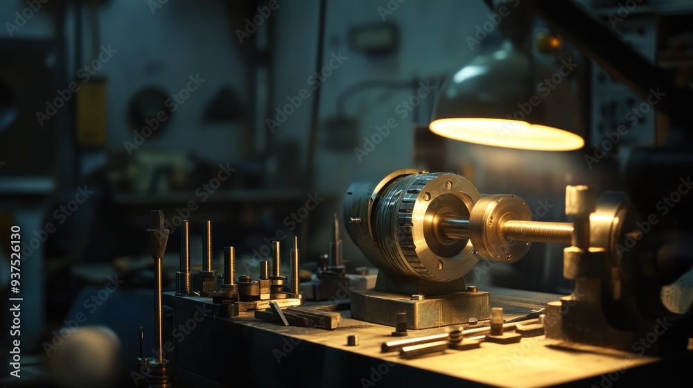 Aufkleber close-up of a machine tool in a workshop