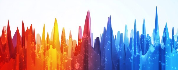 Abstract colorful cityscape with vibrant hues.