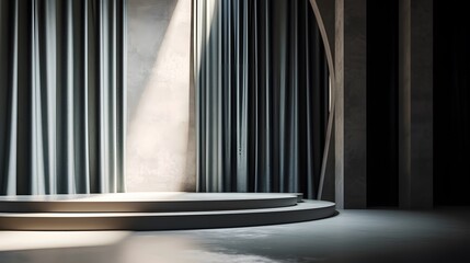 Detailed gipsum props on a minimalist cinema podium AI generated illustration