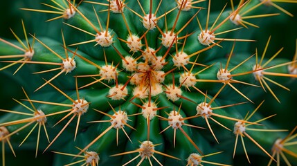 Detailed view of the texture and pattern of a cactus plant AI generated illustration
