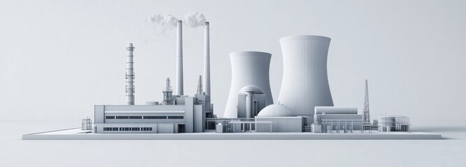 A Minimalist Model of a Nuclear Power Plant with Cooling Towers and Smoke