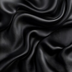 Fototapeta premium Luxurious Black Fabric Texture with Elegant Folds