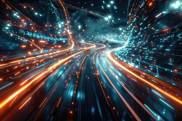 Fototapeta premium acceleration speed motion on night road acceleration speed motion on night road
