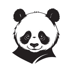 Panda line art vector silhouette with white Background