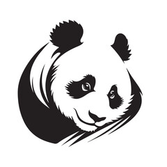 Panda line art vector silhouette with white Background