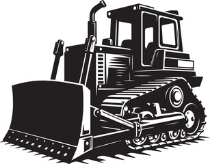 Bulldozer heavy construction equipment silhouette flat vector illustration isolated on a white background © Md Hasan