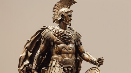 Bronze Statue of a Roman Warrior with a Plumed Helmet