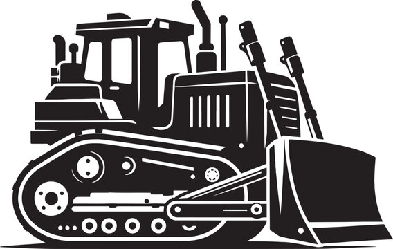 recommend clip art: Bulldozer heavy construction equipment silhouette flat vector illustration isolated on a white background