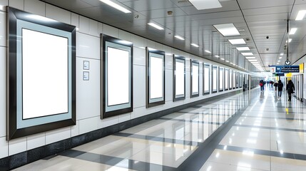 Fototapeta premium Blank Advertisement Boards In Subway Station