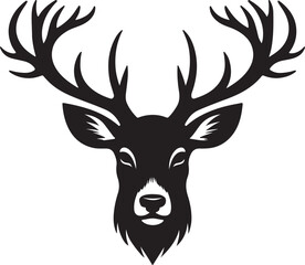 Naklejka premium black deer head silhouette vector illustration 