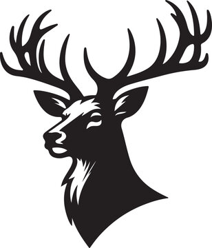 black deer head silhouette vector illustration 