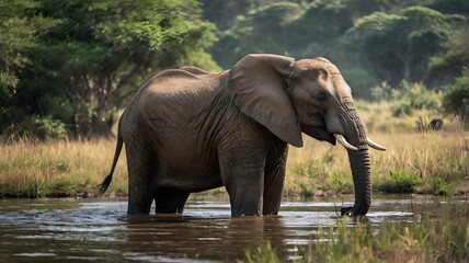 Fototapeta premium The sight of elephants gracefully moving through the grasslands is a powerful reminder of the beauty and wonder of our natural world. Let's work together to ensure their future generations can thrive