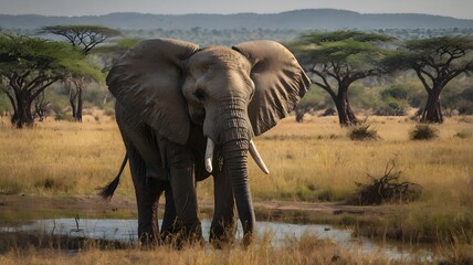 Obraz premium The sight of elephants gracefully moving through the grasslands is a powerful reminder of the beauty and wonder of our natural world. Let's work together to ensure their future generations can thrive