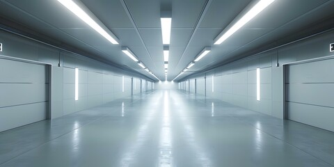 Naklejka premium Futuristic White Corridor Interior Design