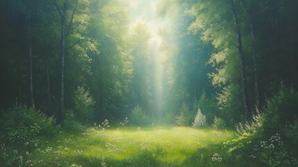 Fototapeta premium painting A painting of a magnificent forest.