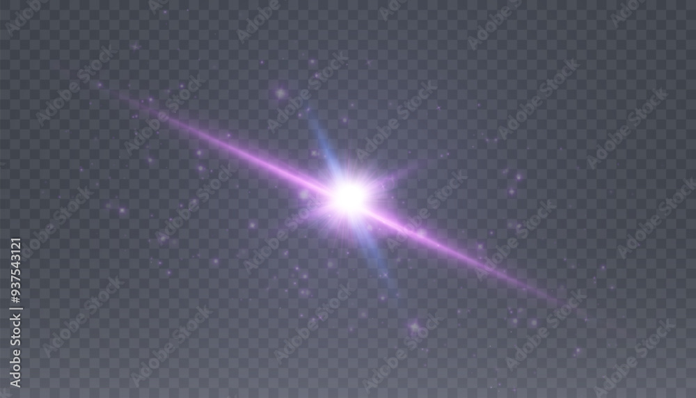 Aufkleber abstract purple glare bright light png effect with glare and sparkles on transparent background. vec