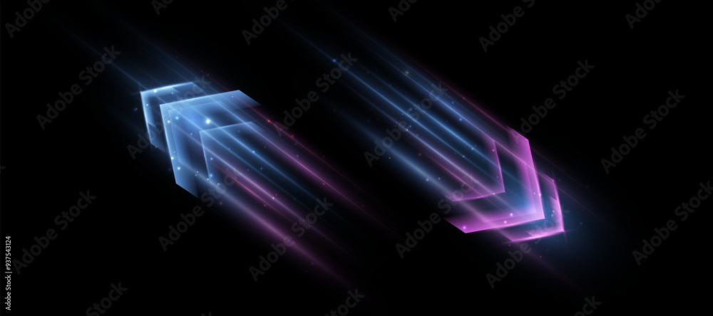 Leinwandbilder light effect of high speed movement light high speed arrow bright purple glow. dynamic movement of h