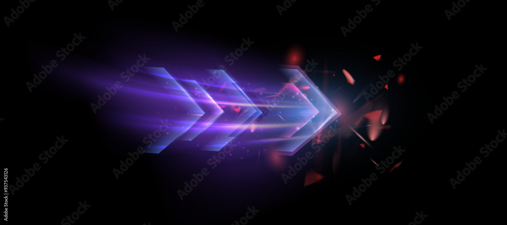 Leinwandbilder light effect of high-speed movement of light high-speed arrow of blue glow. dynamic movement of high